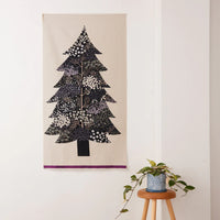 Christmas Tree Berry+Fern Tapestry by Echino, Charcoal