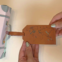 Map Luggage Tag Stitching Kit, Brown Leather