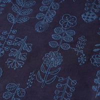 Scandi Flowers Embroidered Linen by Hirvi - Navy Blue