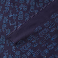 Scandi Flowers Embroidered Linen by Hirvi - Navy Blue