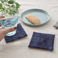 Scandi Flowers Embroidered Linen by Hirvi - Navy Blue