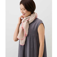 Contrast Edge Mosquito Net Scarf - Bisque/Neon Pink