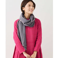 Contrast Edge Mosquito Net Scarf - Charcoal/Blush