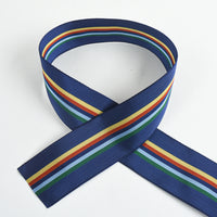Blue 5-Color Striped Rayon Grosgrain Ribbon A - 1-3/4" - 36yd Roll