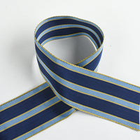 Light & Dark Blue Striped Rayon Grosgrain Ribbon - 1-3/4" - 36yd Roll