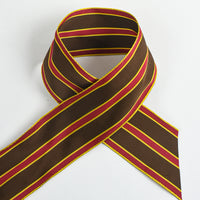 Brown & Red Striped Rayon Grosgrain Ribbon - 1-3/4" - 36yd Roll