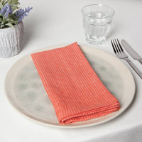 Clay Pinstripe Linen Napkins Embroidery Blank
