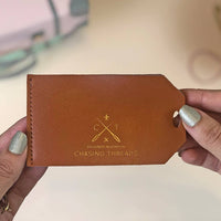 Map Luggage Tag Stitching Kit, Brown Leather