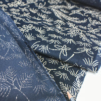 Indigo-Dyed Brushed Cotton, Botanical Print