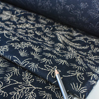 Indigo-Dyed Brushed Cotton, Botanical Print