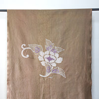 Hand-Painted Floral on Persimmon-Dyed Cotton, Artist Signed