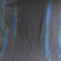 Hand-Dyed Indigo & Green Brushwork on Black Silk