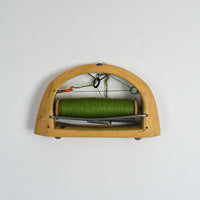 Antique Art Deco Wooden Weaving Shuttle – Green Silk