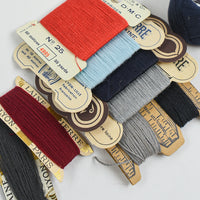 Vintage Darning Thread Collection – Navy, Red & Gray