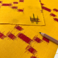 Vintage Japanese Wool Kasuri -1/2 yd - Gold/Red