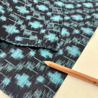 Vintage Japanese Cotton Kasuri -1/2 yd - Navy & Aqua