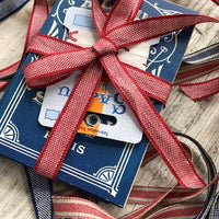 Linen Ribbon, Red Stripe 1/2" - 1 yd