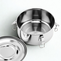 Stainless steel pot with lid on a white background