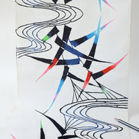 Vintage Yukata Cotton — Abstract Stream & Geometric Motif