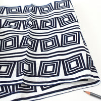 Vintage Indigo Yukata Cotton — Nested Square Stripe Motif