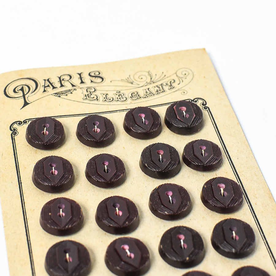Vintage Art Deco Buttons "Paris Elegant" - Burgundy 1/2"