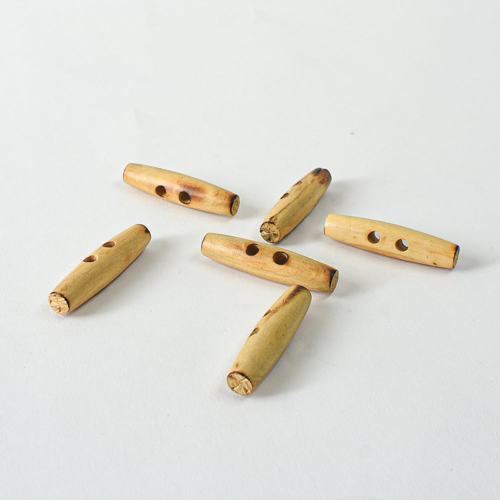 Vintage Wooden Toggle Buttons – Set of 6 - 2" (5cm)