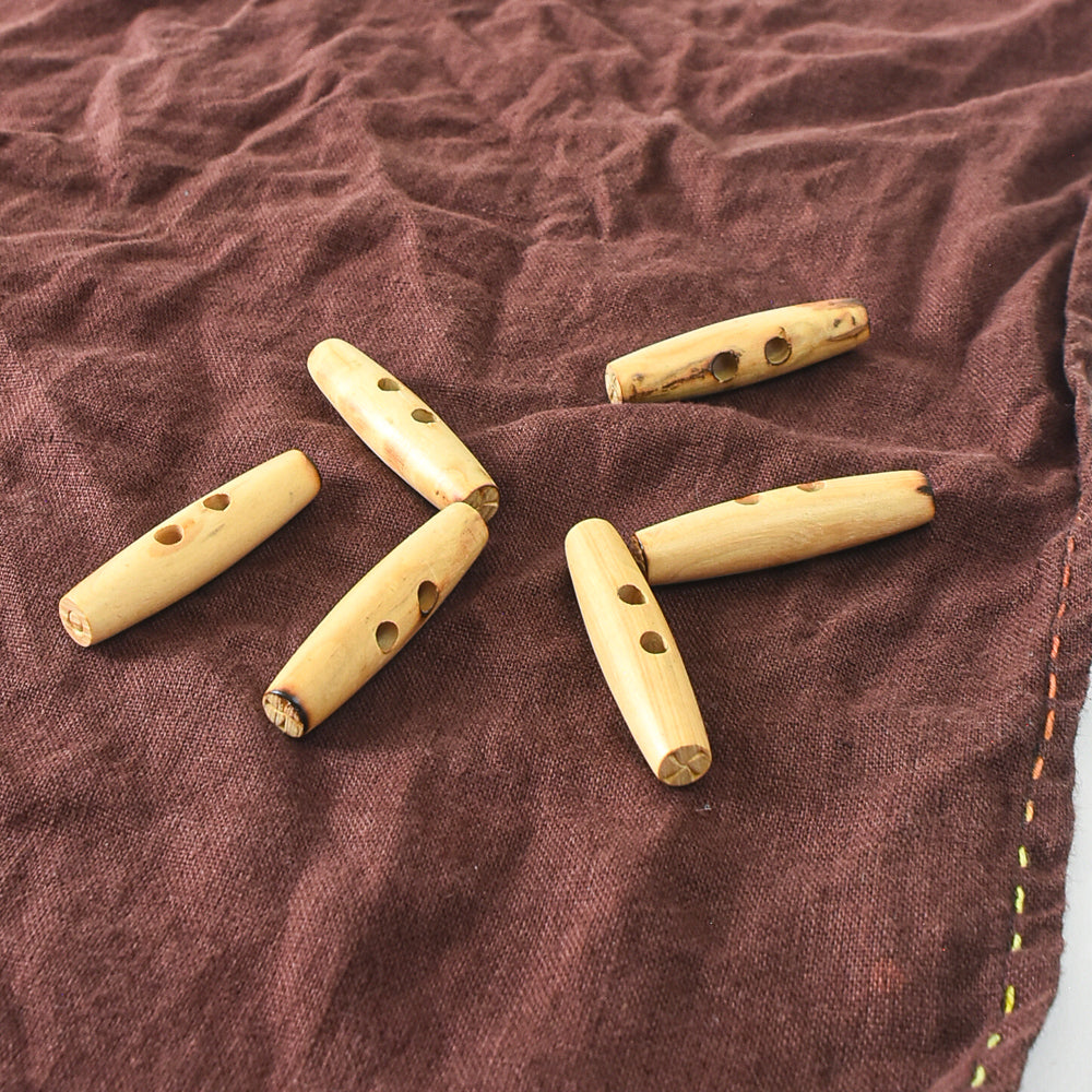 Vintage Wooden Toggle Buttons – Set of 6 - 2" (5cm)