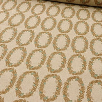 Wreath Linen/Cotton Canvas, Natural Mocha & Aqua