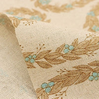 Wreath Linen/Cotton Canvas, Natural Mocha & Aqua