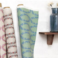 Wreath Linen/Cotton Canvas, Green/blue