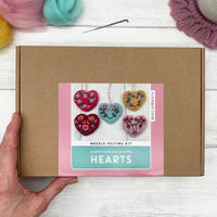 Needle Felting Kit, Heart Decorations