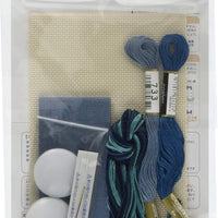 Cross Stitch Buttons DIY Kit, Blue