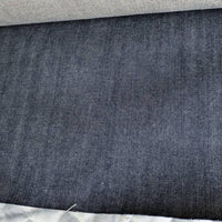 Dark denim fabric on a light gray background