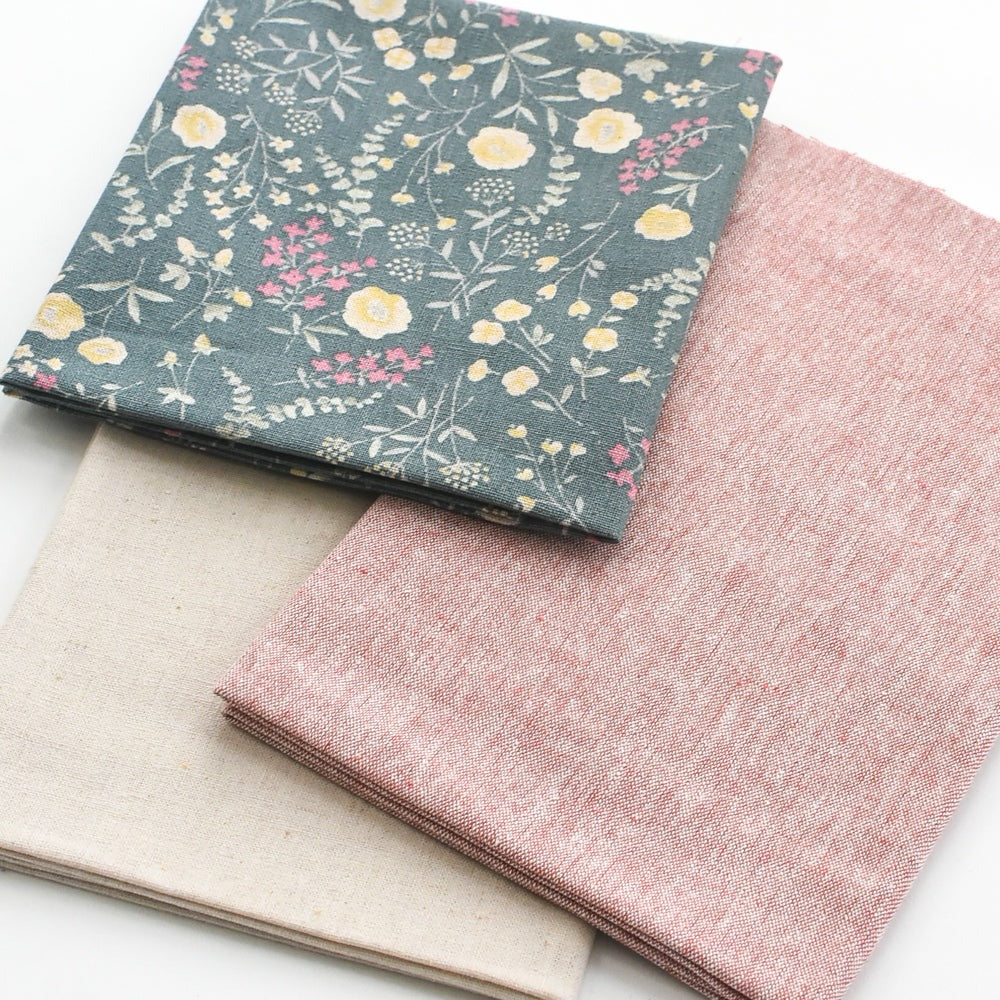 Slate Gray Floral Fabric Bundle