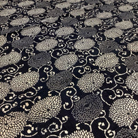 Antique Indigo Katazome Futonji – Chrysanthemum Arabesque, 5 Panels Wide