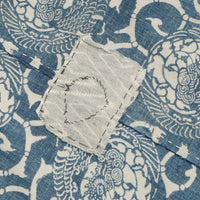 Antique Indigo Katazome Futon-ji – Phoenix Arabesque, 4 Panels Wide