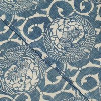 Antique Indigo Katazome Futon-ji – Phoenix Arabesque, 4 Panels Wide