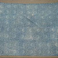 Antique Indigo Katazome Futon-ji – Phoenix Arabesque, 4 Panels Wide