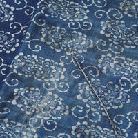 Antique Indigo Katazome Futon-ji – Chrysanthemum & Arabesque, 4 Panels Wide