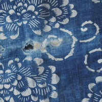 Antique Indigo Katazome Futon-ji – Chrysanthemum & Arabesque, 4 Panels Wide
