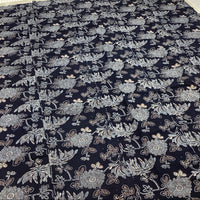 Antique Indigo & Bengala Futon-ji – Floral Katazome, 5 Panels Wide