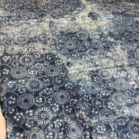 Antique Indigo Futon-ji – Chrysanthemum Medallion & Peony Scrolls, 4 Panels Wide