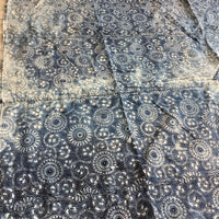 Antique Indigo Futon-ji – Chrysanthemum Medallion & Peony Scrolls, 4 Panels Wide