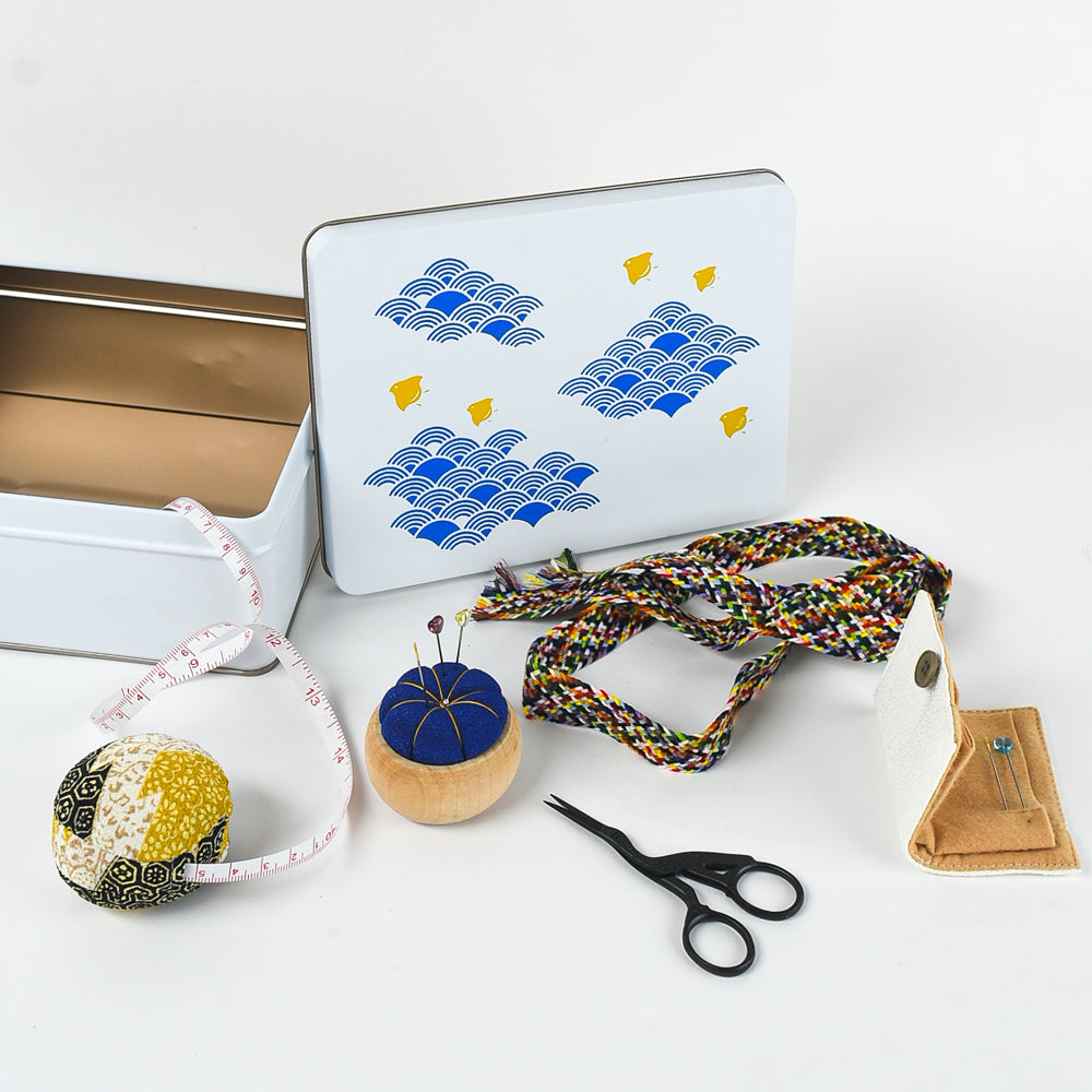 Cookie Tin Sewing Kit - Blue Waves
