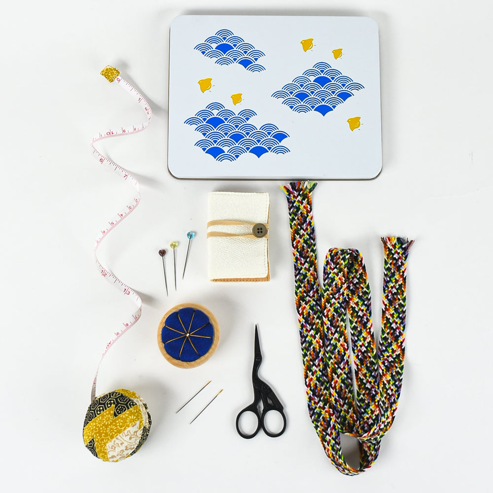 Cookie Tin Sewing Kit - Blue Waves