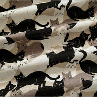 Linen-Like Slub Cotton, Taupe Cats