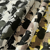 Linen-Like Slub Cotton, Taupe Cats