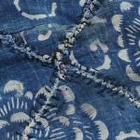 Antique Indigo Katazome Futon-ji – Chrysanthemum & Arabesque, 4 Panels Wide