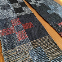 Blocked Floral Sakiori Handwoven Scarf Table Runner