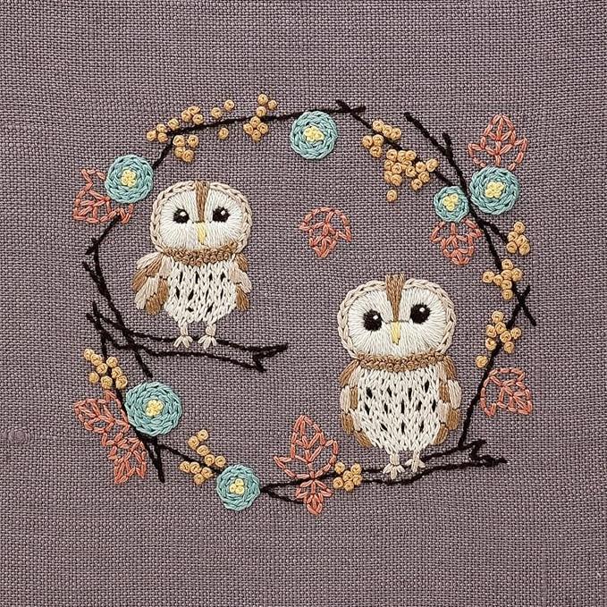 Cat Patterns Owl And Sewing Cat Owls In The Forest Embroidery Kit